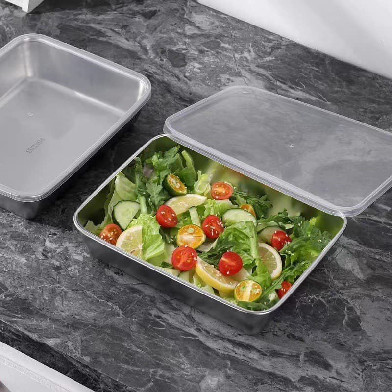Popular stainless steel food-grade thickened square plate, cold dish tray, steaming plate, towel multi-purpose plate, rectangular preparation plate