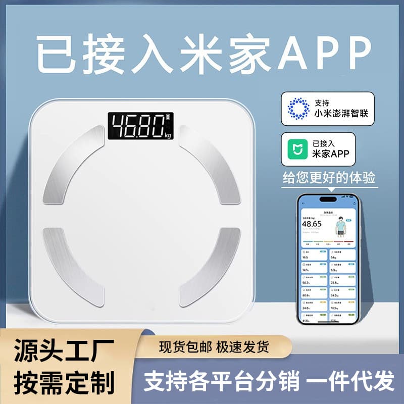 Home Body Fat Scale, Accurate Electronic Scale, Rechargeable Small Model, Integrated with Mi Home App