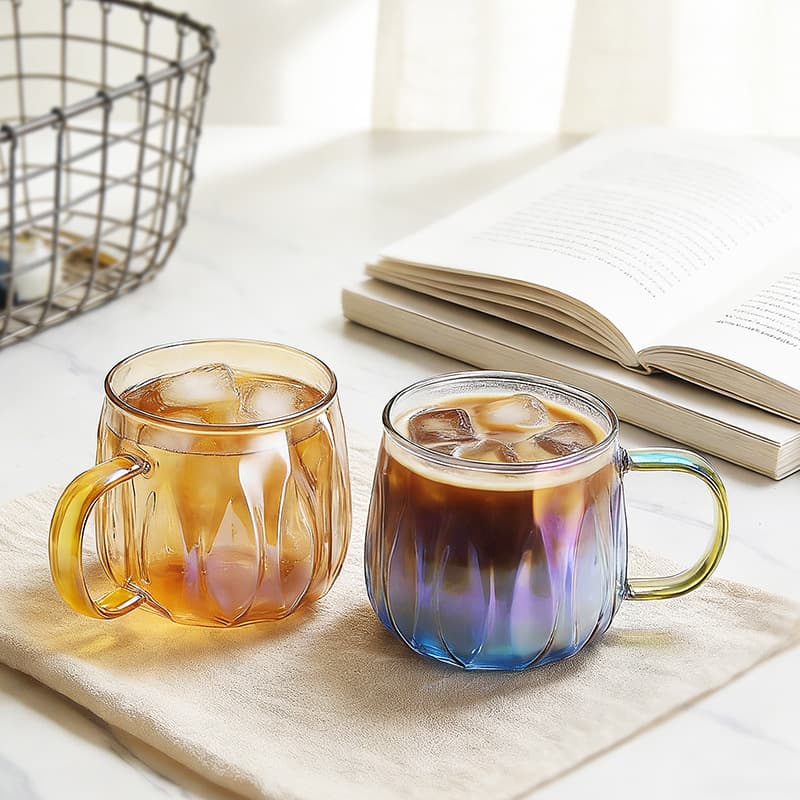 Simple Heat-Resistant Cup, Iced American Latte Coffee Cup, Cold Brew High Borosilicate Glass Cup, Stackable Household Milk Cup with Handle
