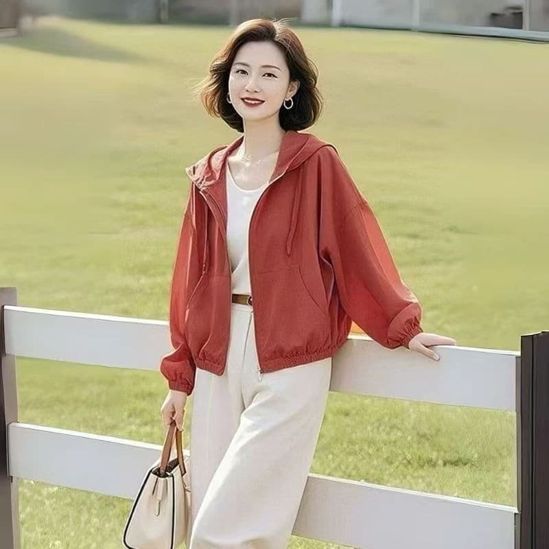 2026 New Style Fashion Sun Protection Jacket for Women, Korean Loose Fit Thin Outerwear, Hooded Long Sleeve Cardigan