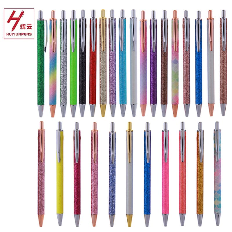 PU Push Button Retractable Pen Metal Ballpoint Pen Metal Pen Creative Advertising Pen Gift Pen Factory Direct Stock