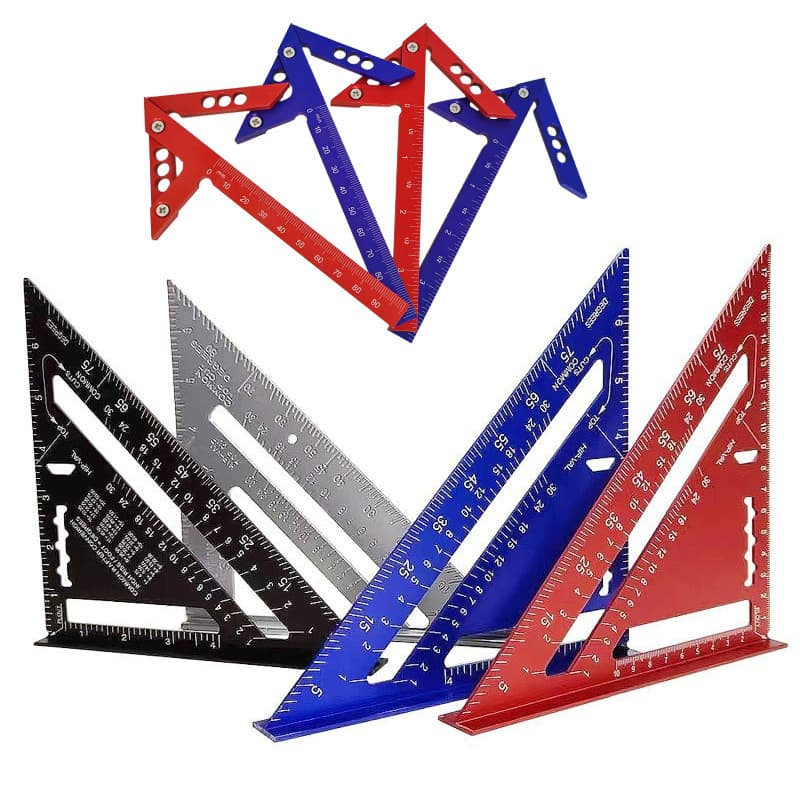 Yunbei Aluminum Alloy Carpenter Triangle Square 7-inch Imperial/Metric 90-Degree Angle Ruler