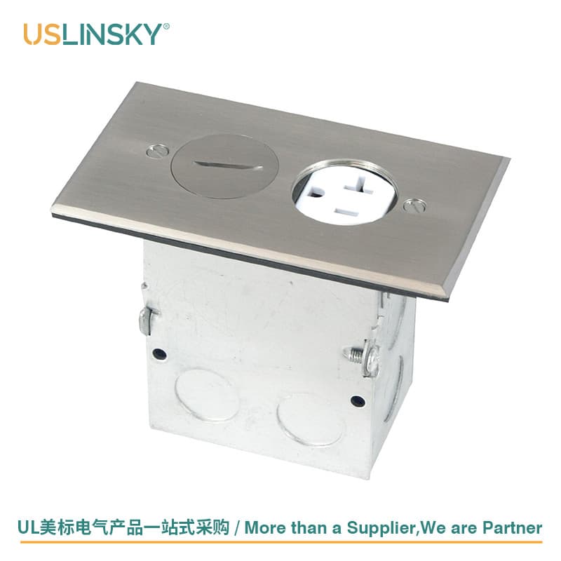 USLINSKY Lingtian LT422SC Stainless Steel Floor Outlet Panel Set, UL Certified Junction Box Socket