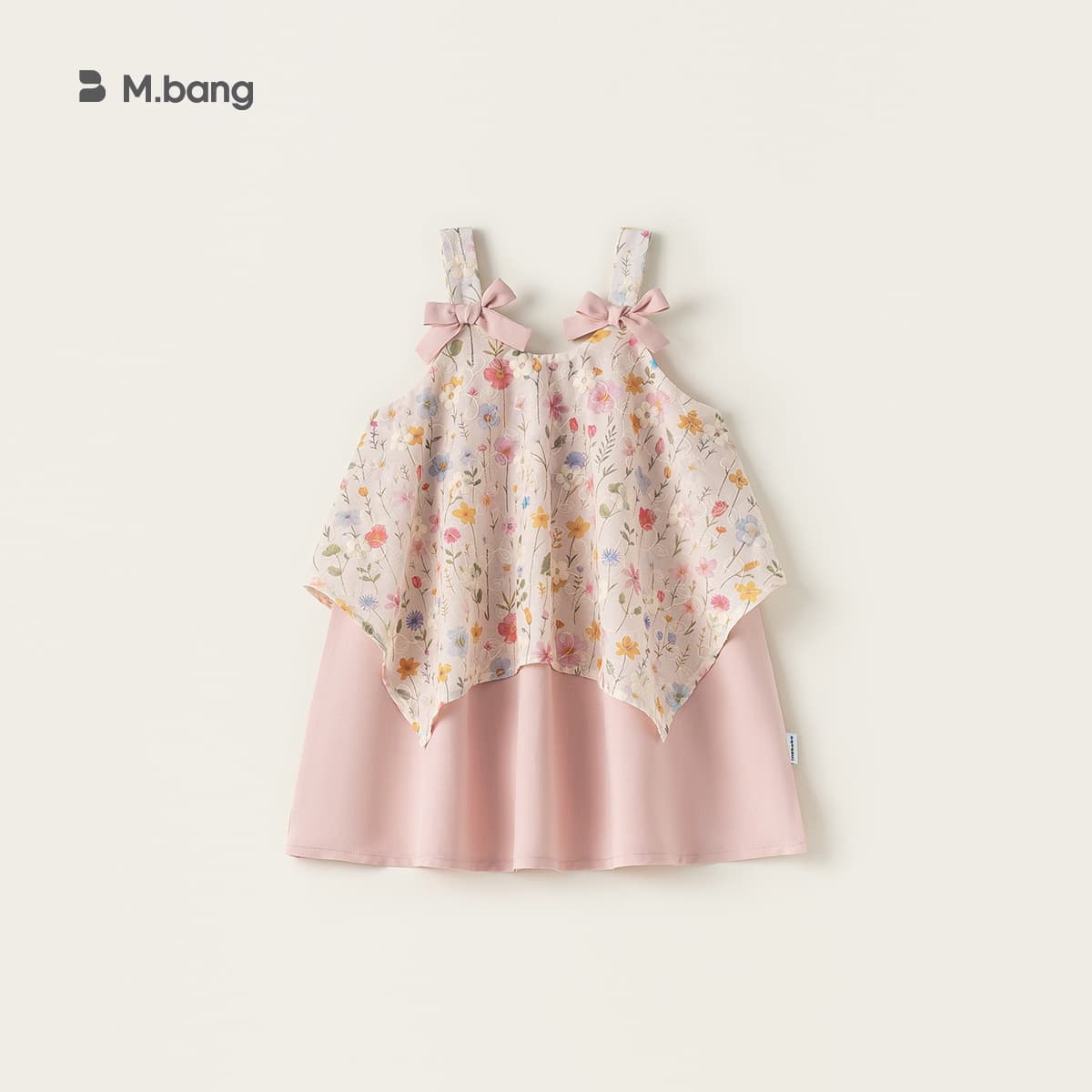 Bangxuan Children's Clothing Summer New Floral Fake Two-Piece Girls' Strap Dress with Bow Baby Dress