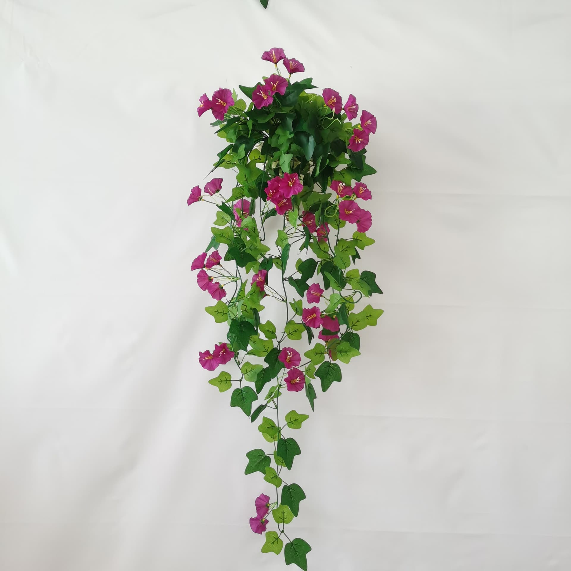 9-Branch Artificial Morning Glory Vine Wall Hanging Fake Flower Decoration for Air Conditioning Pipe Cover, Plastic Silk Flower Vine