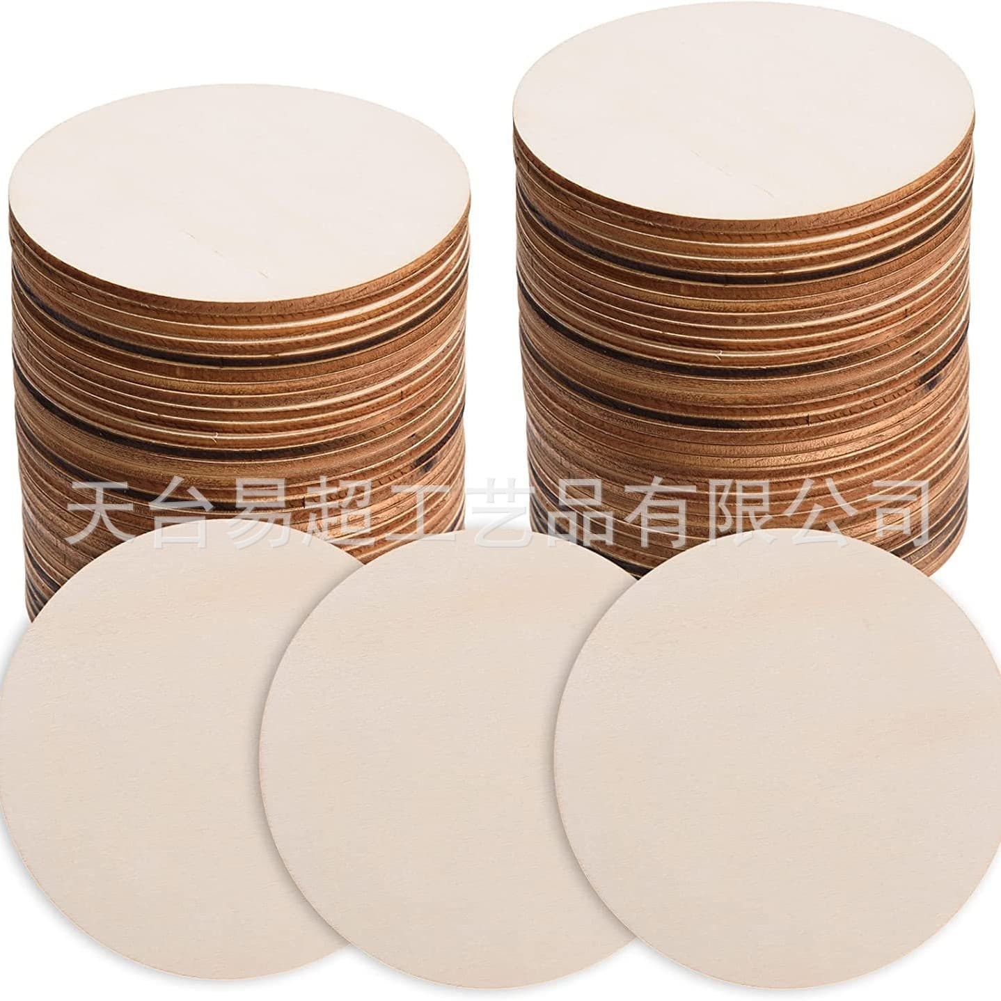 DIY Handmade Round Wood Slices Square Wood Pieces Creative Hand-Painted Wood Boards Pyrography Poplar Layered Round Wooden Crafts