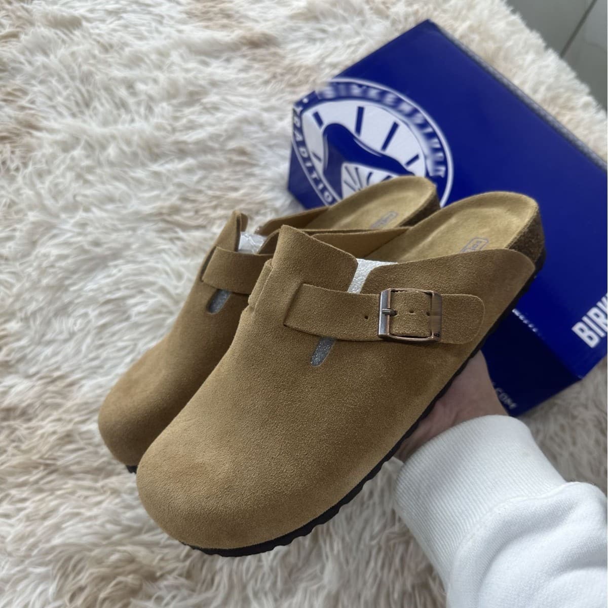 Genuine Leather Birkenstock Clogs Enclosed Toe Mules Retro Cork Thick Sole Sandals Birkenstock Unisex Ready to Ship