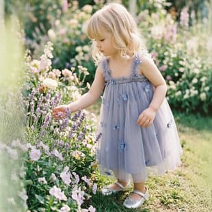 Cross-Border Wide Strap Flower Girl Dress, 3D Butterfly Tulle Princess Dress, Elegant Children's Gown