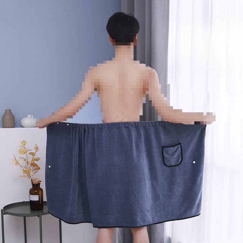 Men's Bath Towel, Large Size Wearable Bath Skirt, Adult Bathrobe, Absorbent, Lint-Free, Thickened Bathing Suit, Standard Thin Swimming Trunks