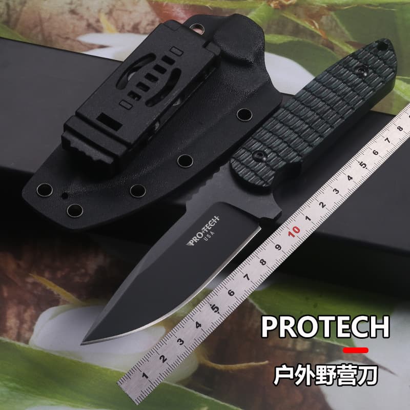 US Pro-Tech High Carbon Steel Tactical Survival Camping Hiking EDC Gear High Hardness Outdoor Fixed Blade Knife