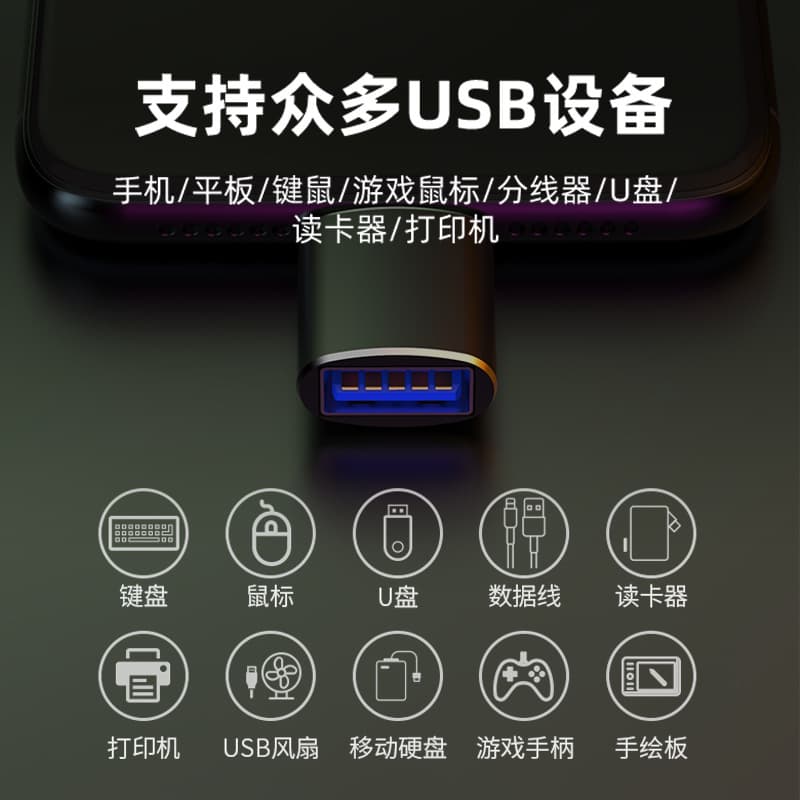 OTG Phone Adapter USB for Apple iPhone to Printer USB Drive Mouse Keyboard Converter Type-C