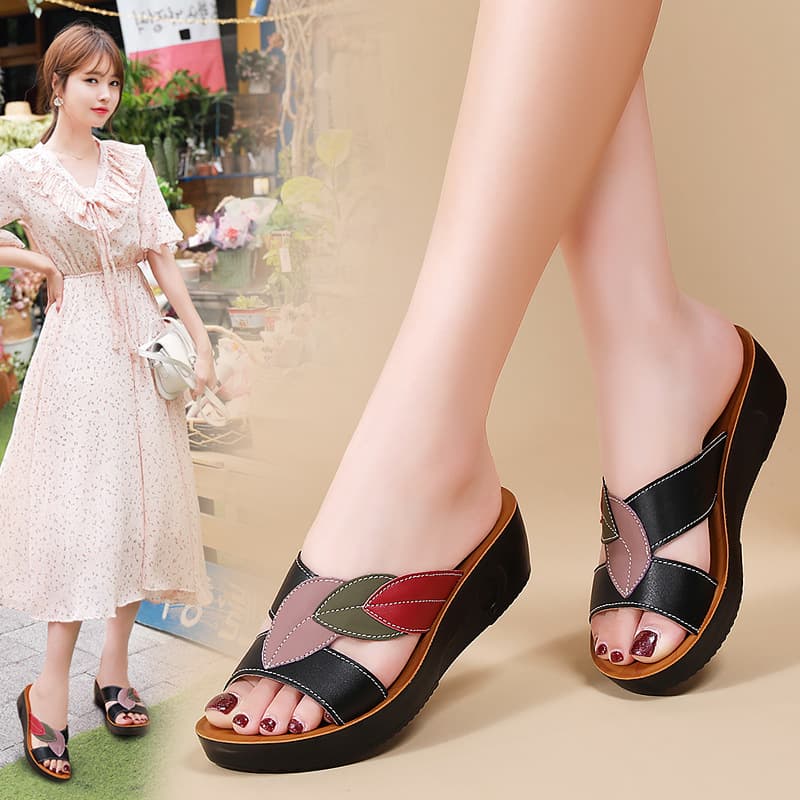 Wholesale Cross-Border Export Large Size 43 Slippers for Women Summer Outer Wear Fashionable Middle-Aged Mother's Shoes Middle-Aged and Elderly Sandals