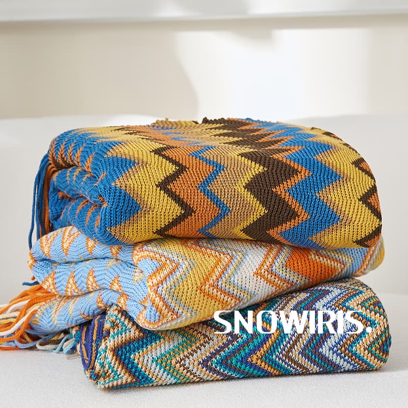 Bohemian Blanket Office Nap Air Conditioning Throw Ethnic Knit Shawl Bed End Cover Sofa Blanket