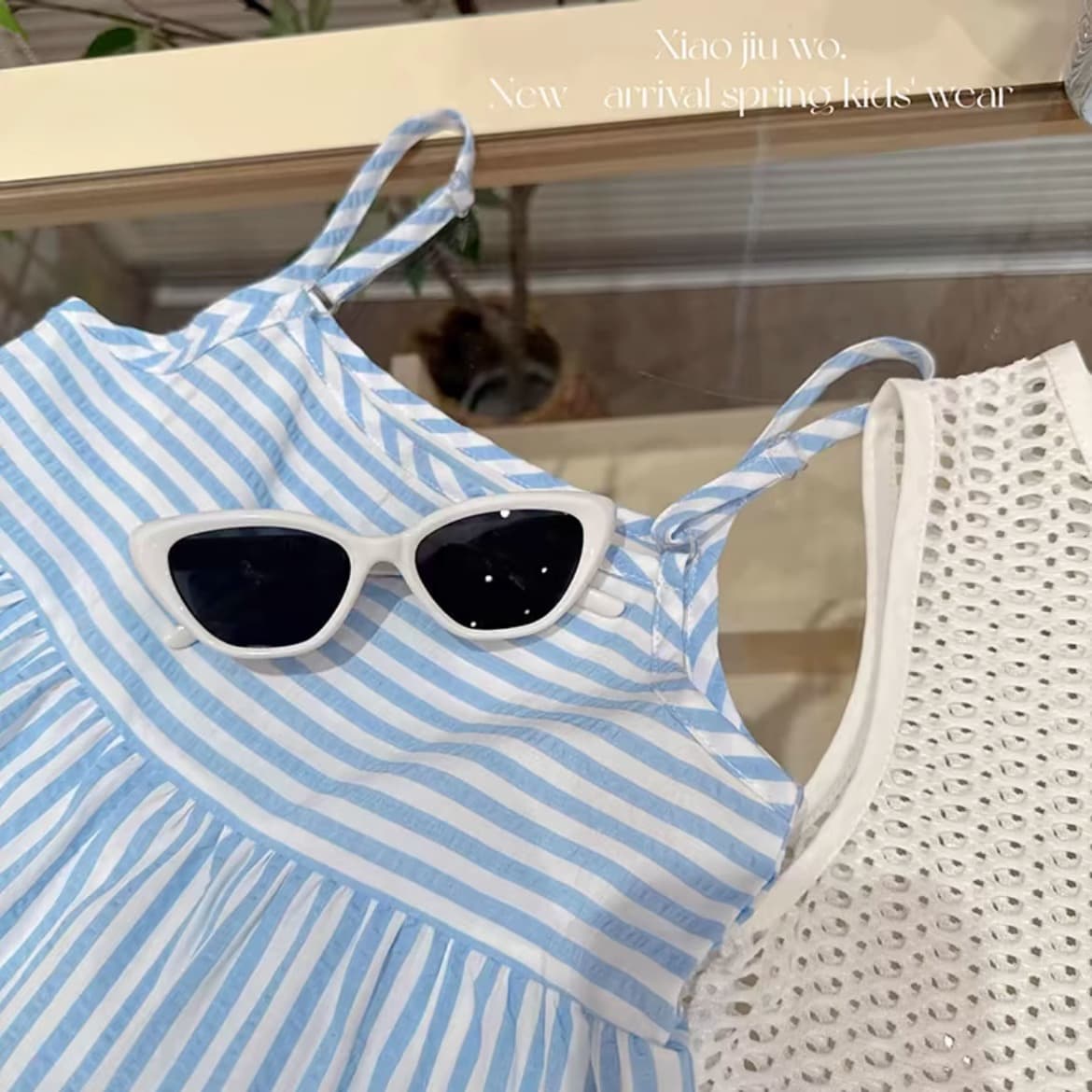 2026 Summer New Children's Fashion Vacation Set Girls Hollow Fringe Cardigan Striped Camisole Dress Two-Piece Set