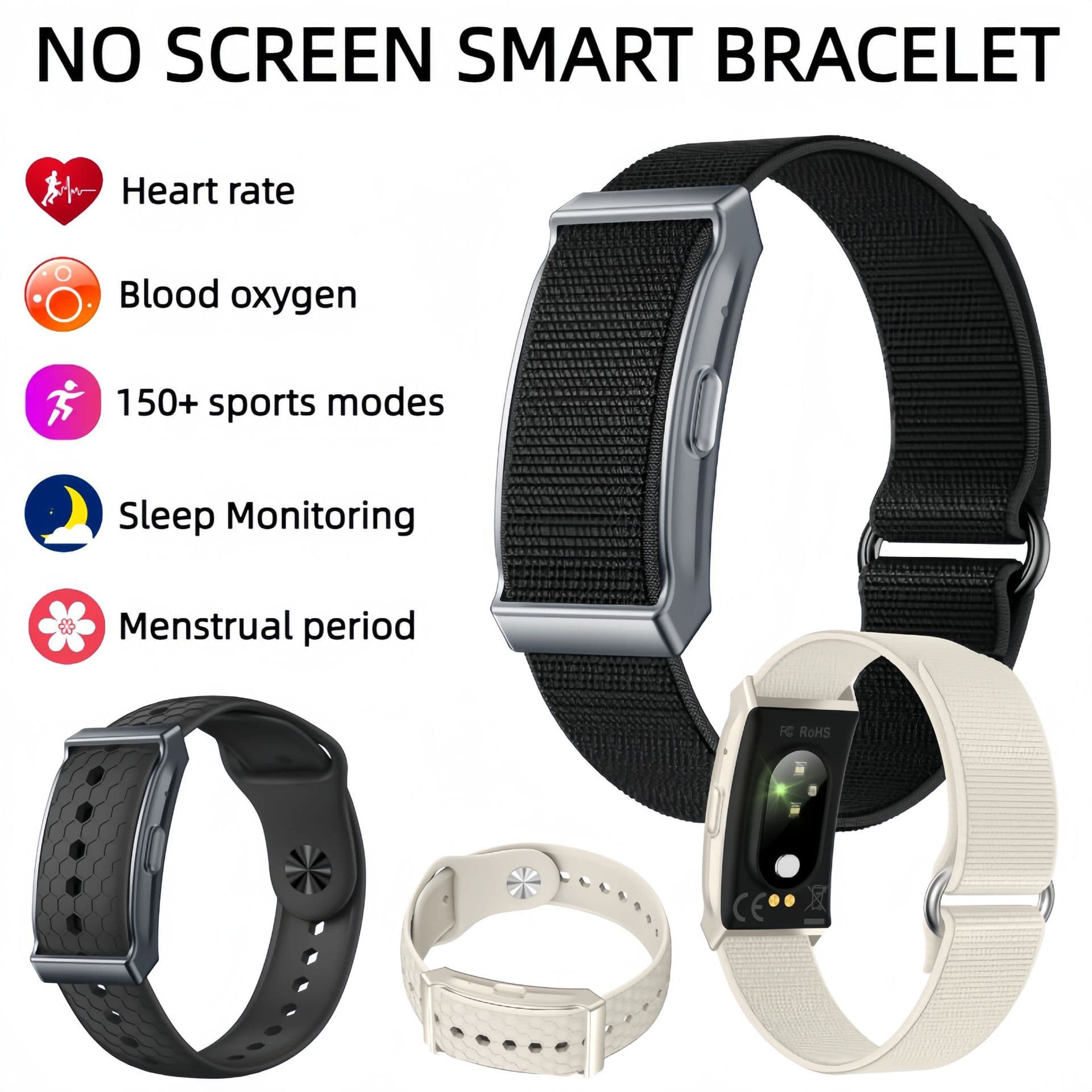 New G69 Smart Bracelet Screenless Design Heart Rate HRV Health Monitoring AI Health Analysis Sports Screenless Bracelet