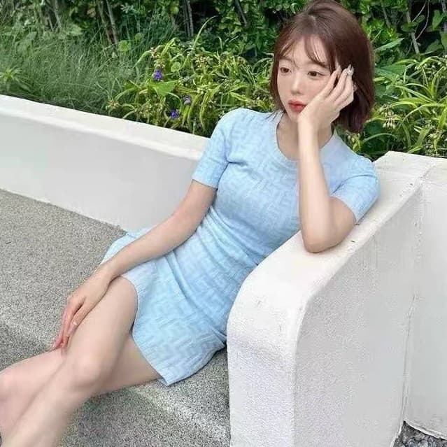 2026 spring and summer new style light luxury celebrity style letter jacquard short-sleeved dress slim fashion sexy skirt