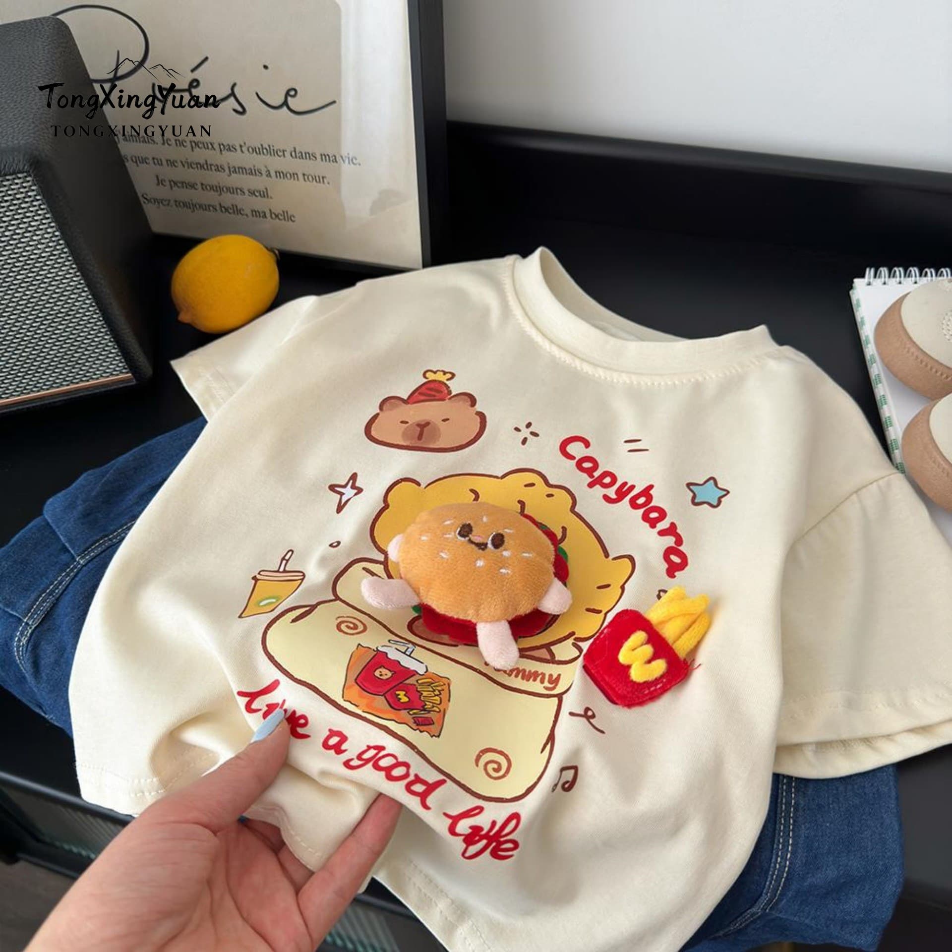 3D Doll Children's T-Shirt Short Sleeve Baby Summer Top Boys' All-Cotton Cool and Stylish Boys' Summer T-Shirt Trendy
