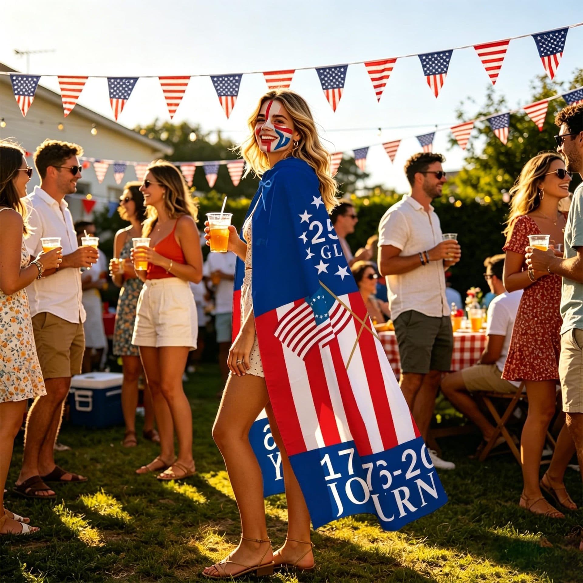 2026 New Halloween USA Flag Independence Day Cape Stage Cosplay Costume