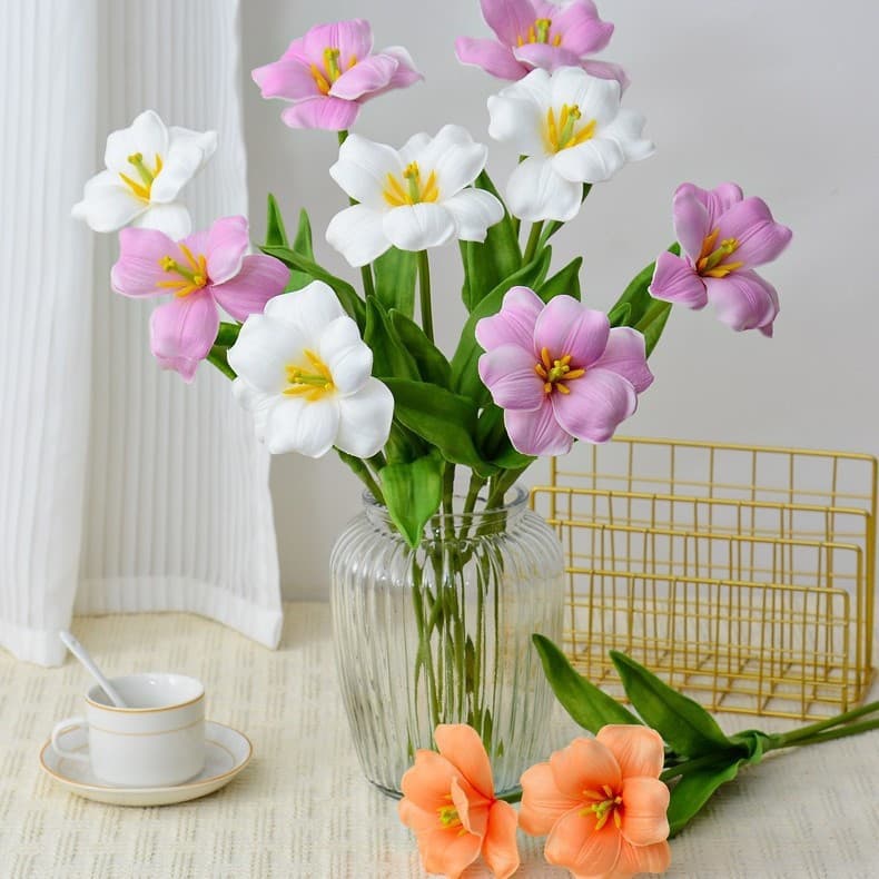 Wholesale 3D Open Tulip Large Flower Flip Petal Simulation Flower Single Stem PU Home Decoration Fake Flower Photography Prop