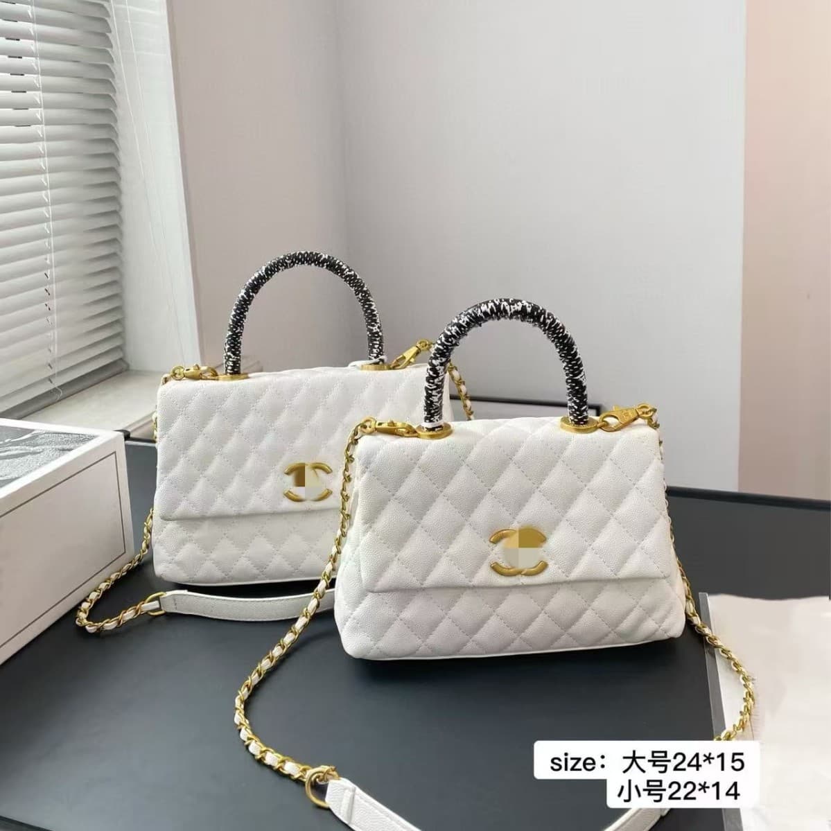 New Cross-border Genuine Leather Small Fragrance Style Classic Caviar Flap Bag Diamond Quilted Chain Shoulder Handbag Crossbody