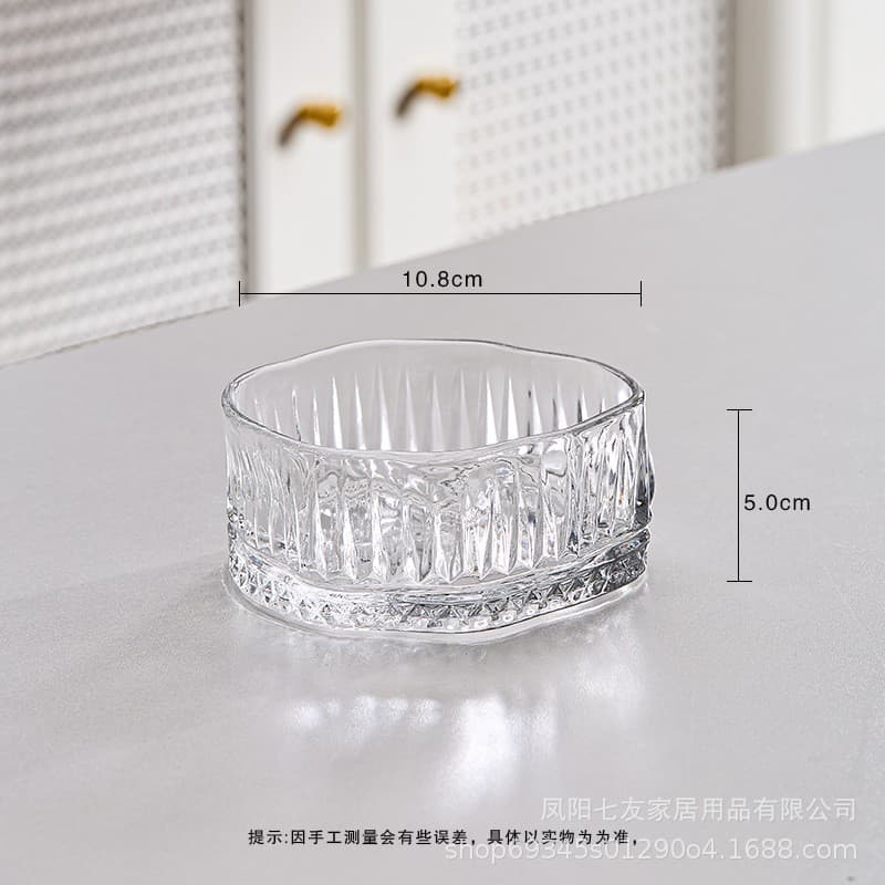 Ins Style Irregular Dessert Bowl Set High-End Cloud Glass Bowl Creative Sweet Soup Bowl Breakfast Bowl