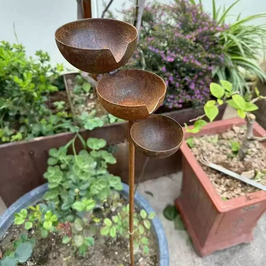 Cross-border new products, tilted rod small animal feeding cup, butterfly rain catcher, outdoor garden decorative floor plug