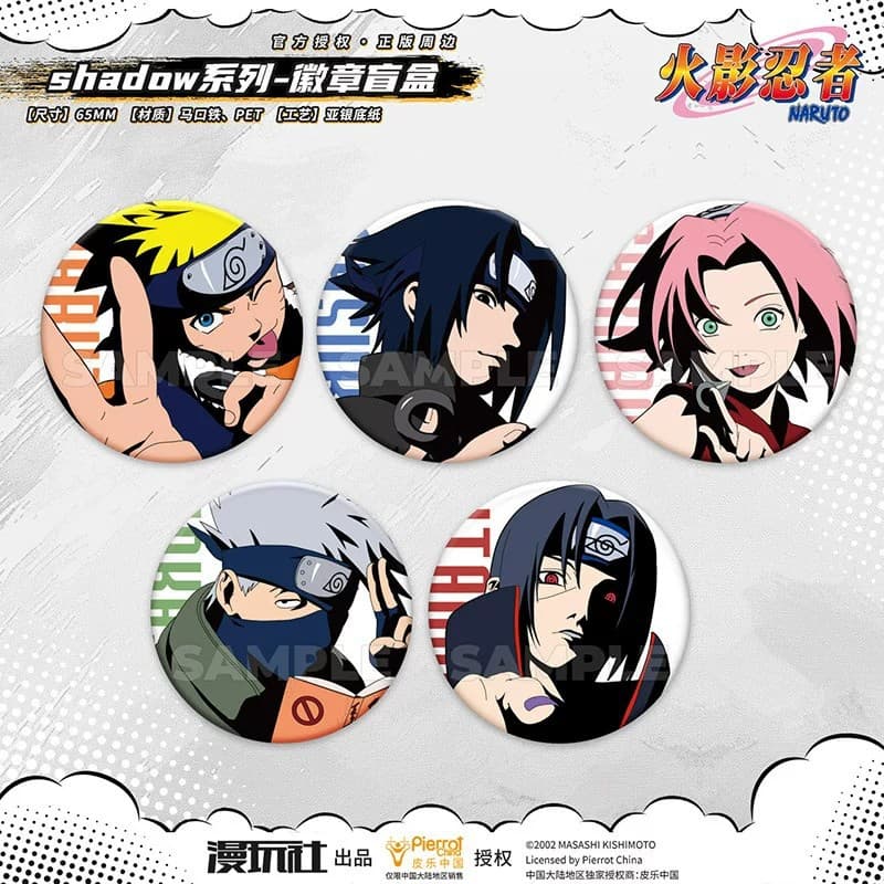 Genuine Naruto shadow series Uzumaki Naruto Sasuke 65mm badge blind box 5 styles