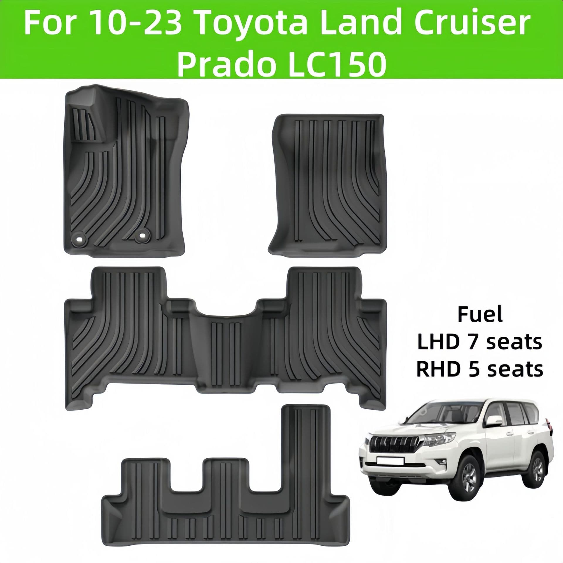 For 2010-2023 Land Cruiser Prado LC150 TPE Car Floor Mat / Trunk Mat