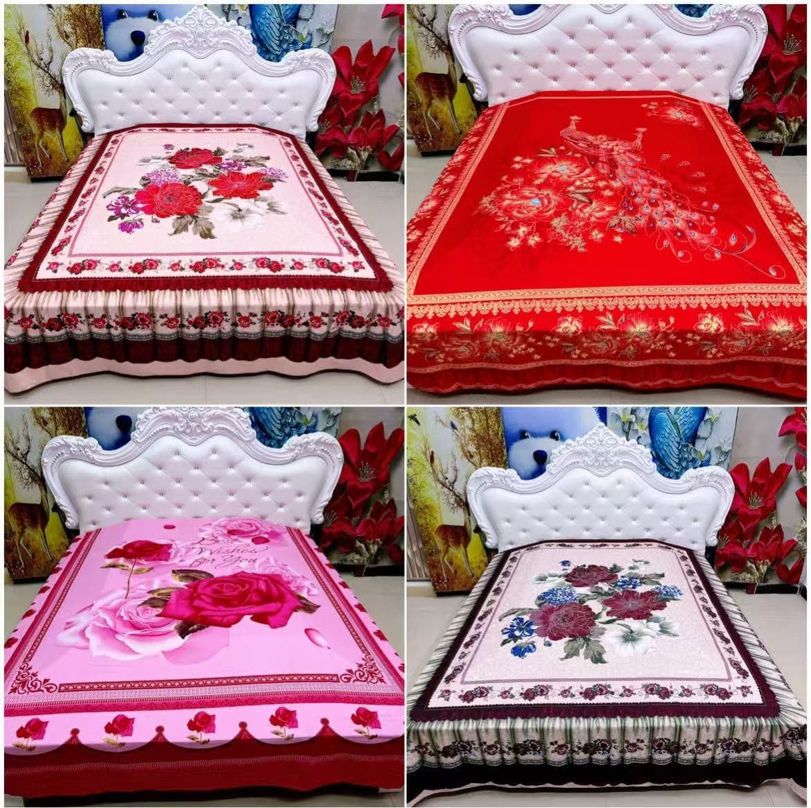 Hot-Selling All-Season New Bed Sheet Single Piece, Thickened Double-Sided Full Wrap Imitation Bed Skirt Cover, National Bed Sheet