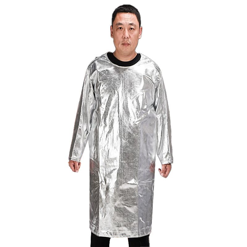 High-Temperature Resistant Aluminum Foil Apron Coverall, Heat Insulation, Splash-Proof, Flame-Retardant Protective Clothing, Anti-Thermal Radiation, Fireproof and Scald-Proof