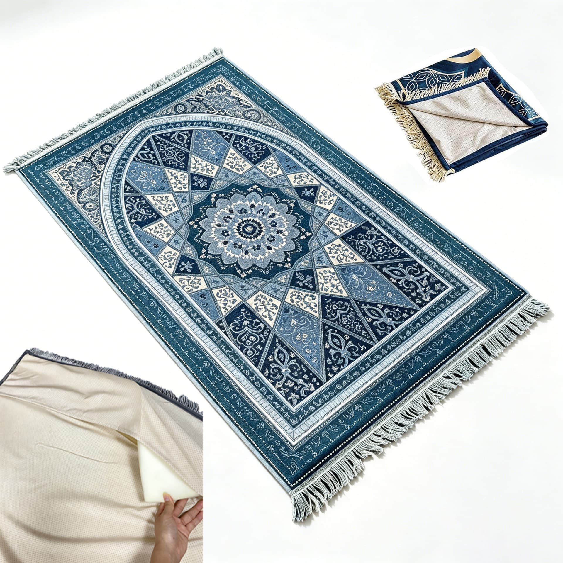 Cross-border ritual printed worship blanket for living room with tassels for blessing and prayer, thickened sponge, portable removable non-slip mat wholesale