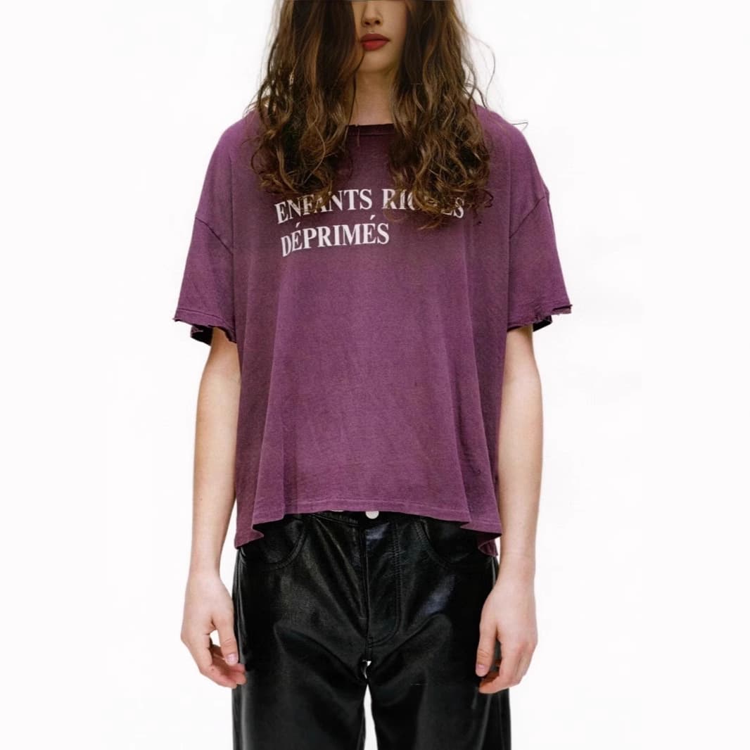 Enfants Riches Deprimes Erd Melancholic Second-Generation Washed Distressed Slogan Short Sleeves