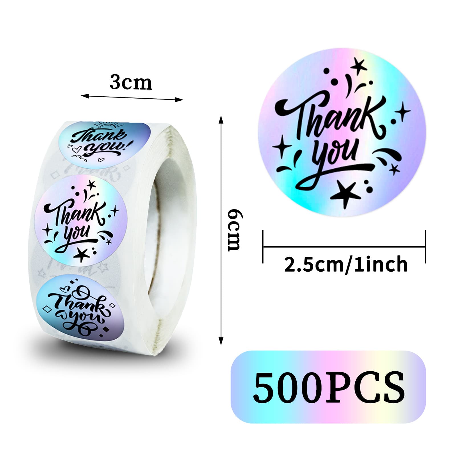 Laser Cut Thank You Stickers 500 Sheets/Roll 1 Inch Label Sealing Stickers Printable Self Adhesive Nordic Style