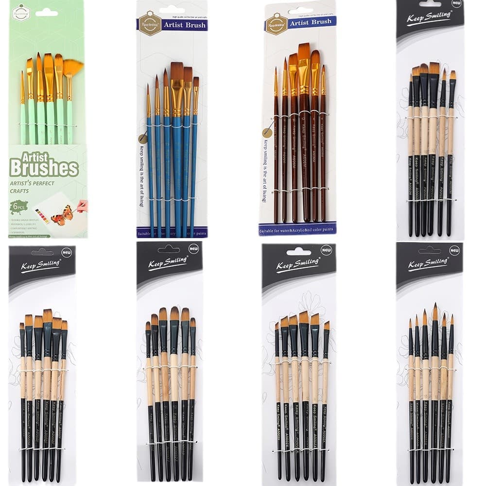 6-Piece Multifunctional Watercolor Brush Painting Set, Nylon Hair Digital Oil Painting Brushes, Kids DIY Graffiti Art Supplies