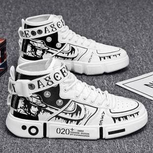 2025 Spring-Autumn Couple Cross-Border Export Boys' Shoes, Boys' Middle and Large Size High-Top White Sneakers, Girls' Wholesale