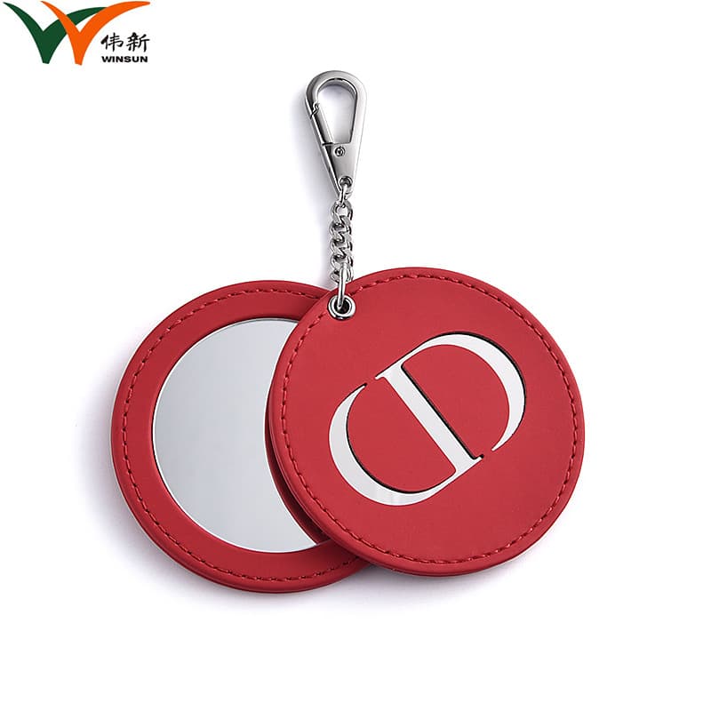 Custom Large Brand Linen/PU Rotating Flip Compact Mirror