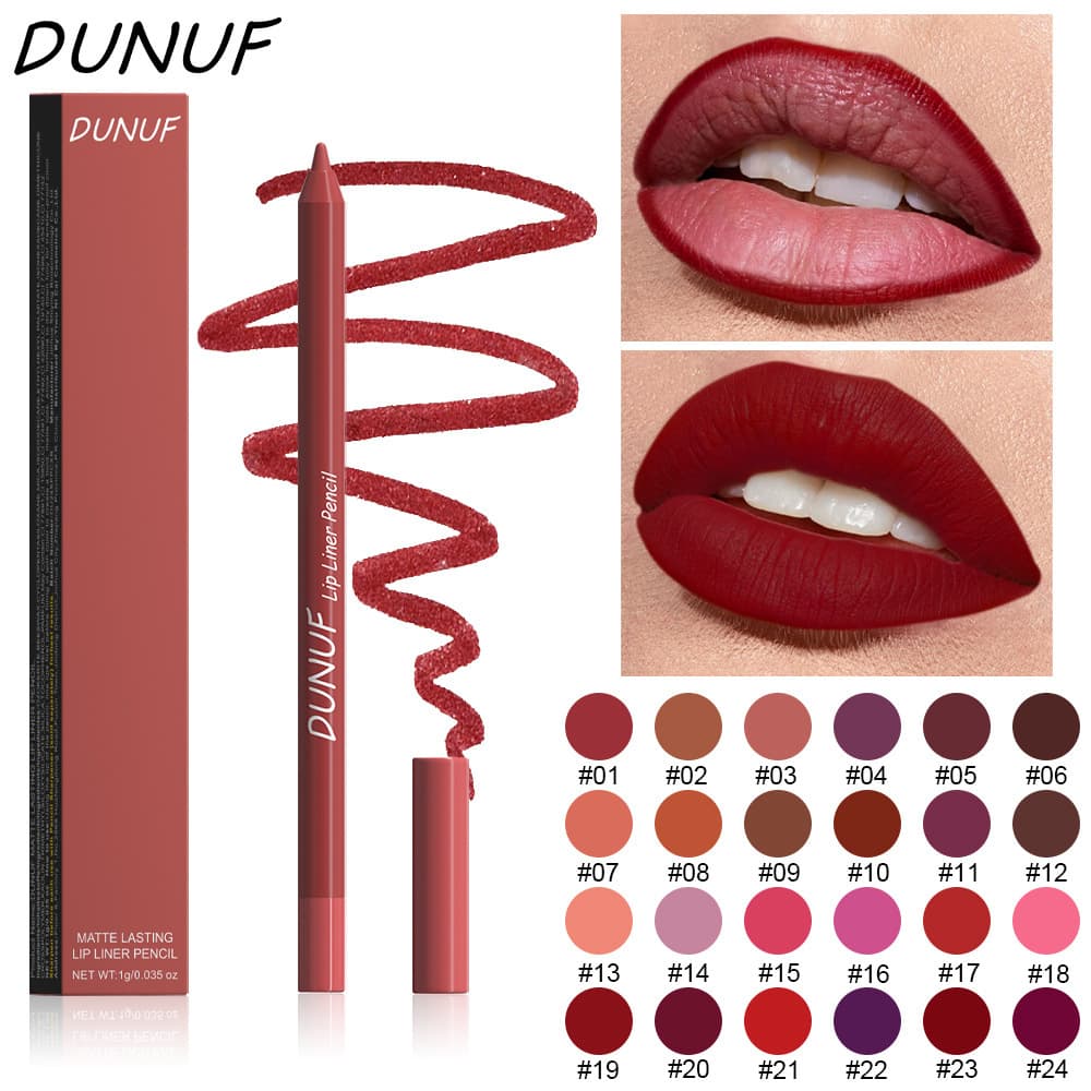 DUNUF 23-Color Foam Lip Liner Pencil Matte Velvet Contour Pen Plump Lip Shape Long-Lasting Lipstick Pencil Cross-Border