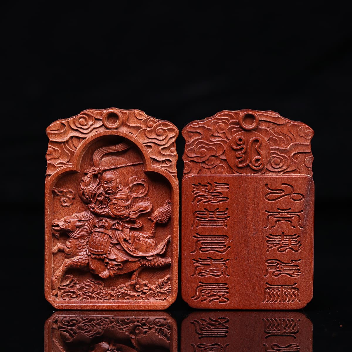 Thunder Ancestor Pendant Lightning-Struck Jujube Wood Carved Pendant Jiutian Yingyuan Leisheng Puhua Tianzun Pendant Deity Statue
