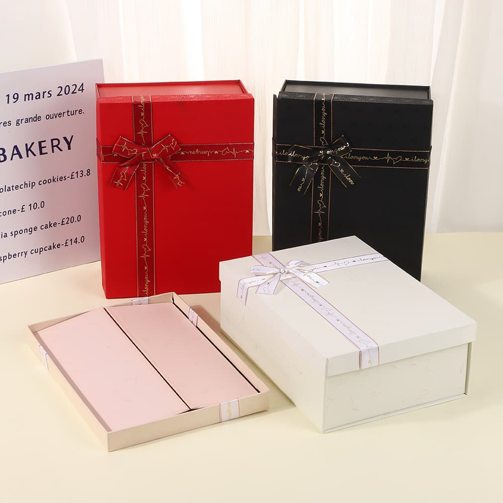 Cross-Border Bow Ribbon Foldable Box Custom Rectangular Holiday Gift Box Perfume Souvenir Box with Lid and Base Gift Box