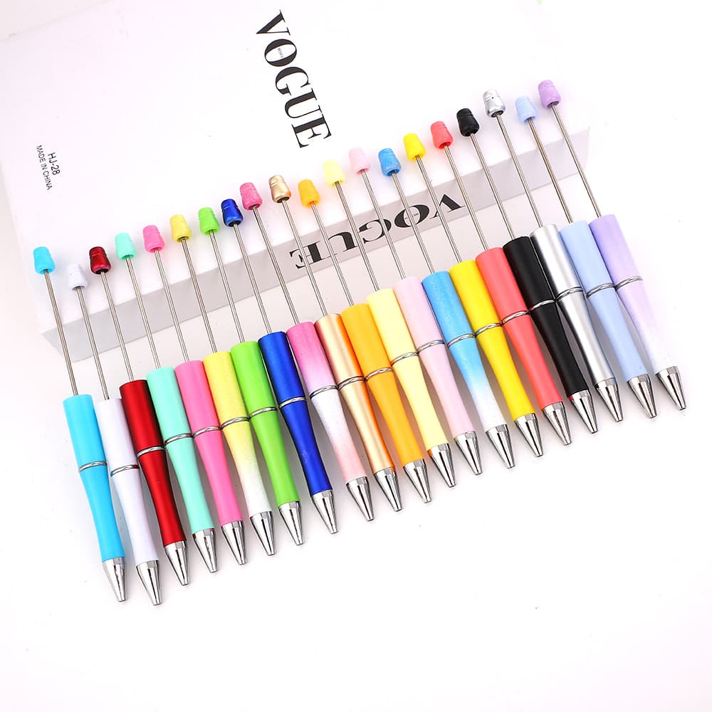 DIY Beaded Pen Wholesale Stock, Creative Cute Beaded Ballpoint Pen, Multi-Color Gradient UV Plated Beaded Pen in Stock