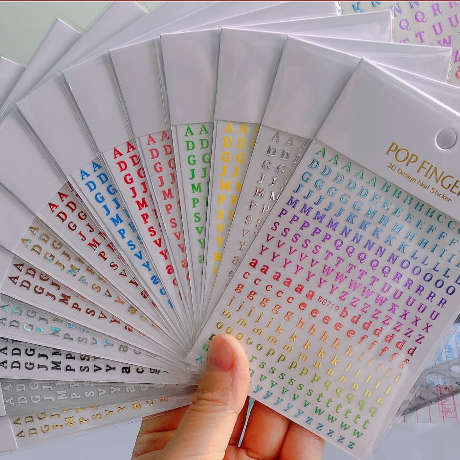 New English Alphabet Nail Stickers Cross-Border E-Commerce Antique Multi-Color English Alphabet Nail Stickers Wg719-720