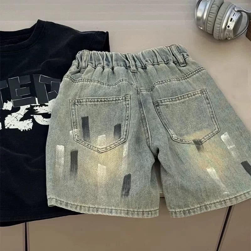 Children's Denim Shorts Summer 2026 New Boys Handsome Casual Versatile Mid-Length Shorts Kids Five-Point Shorts Cool
