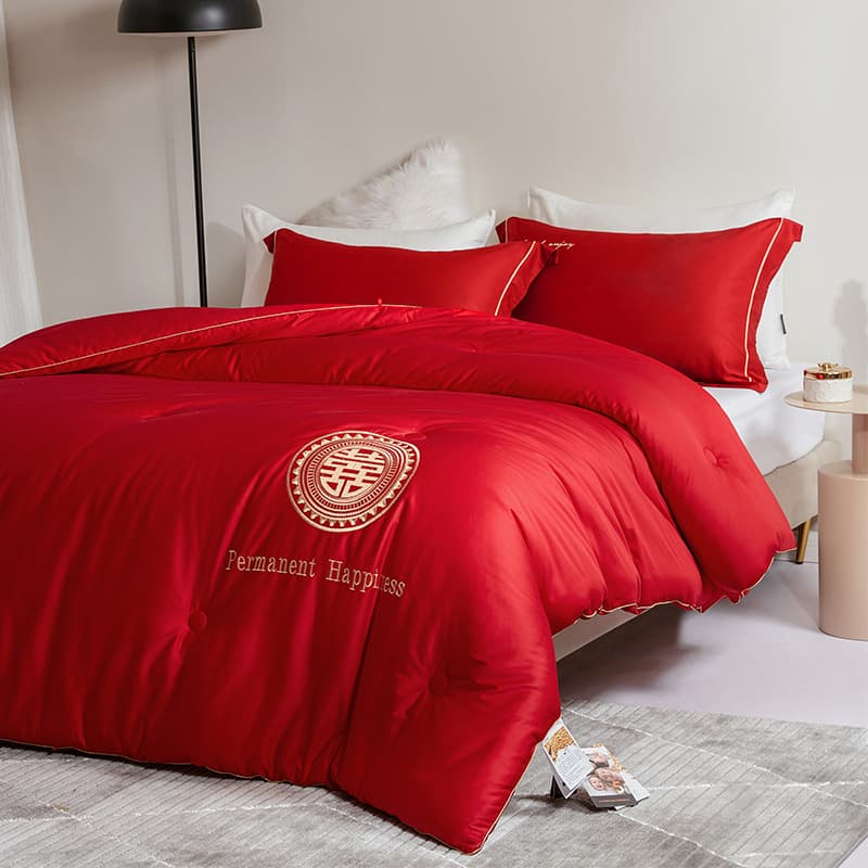 2025 new wedding core long-staple cotton 51% soybean fiber quilt pure cotton festive marriage red winter quilt - Joy
