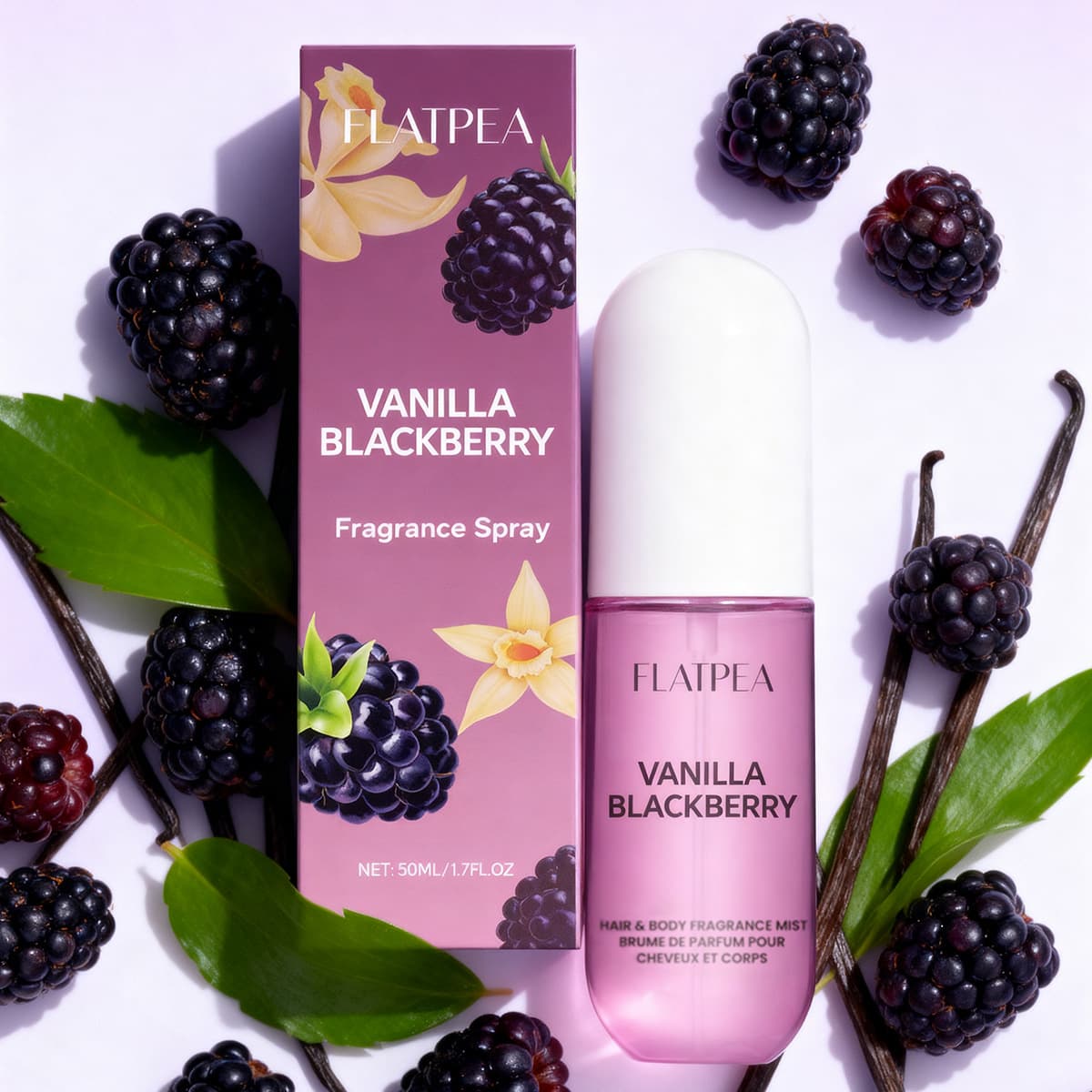 Cross-Border Hot Selling Vanilla Blackberry 50ml Spray Perfume Alcohol-Free Long-Lasting Fragrance Factory Direct Hot Sale