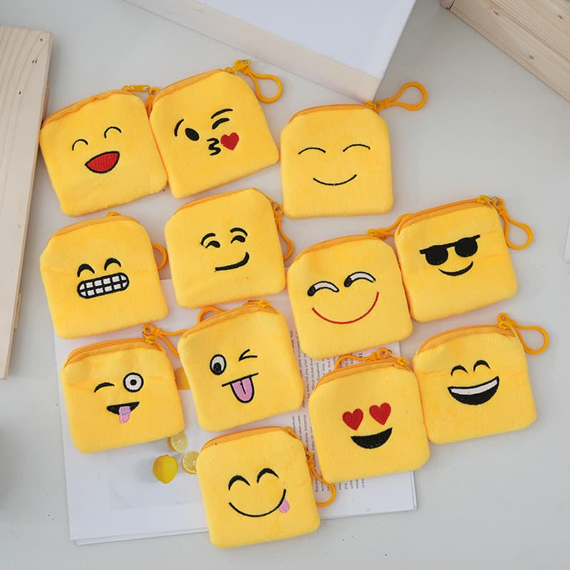 Creative Emoji Pattern Zipper Cute Universal Embroidery Coin Pocket Cartoon Cute Small Bag Smiley Face Bag