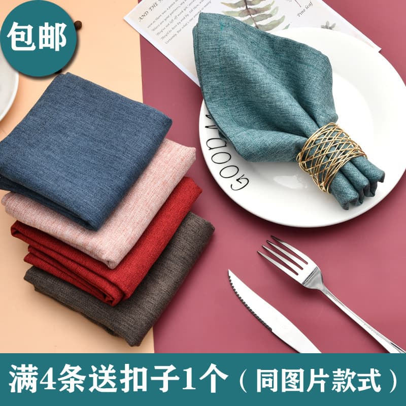 Restaurant Model Room Linen Napkin and Tablecloth Folded Flower Hotel Western Dining Fabric Napkin Tablecloth Placemat