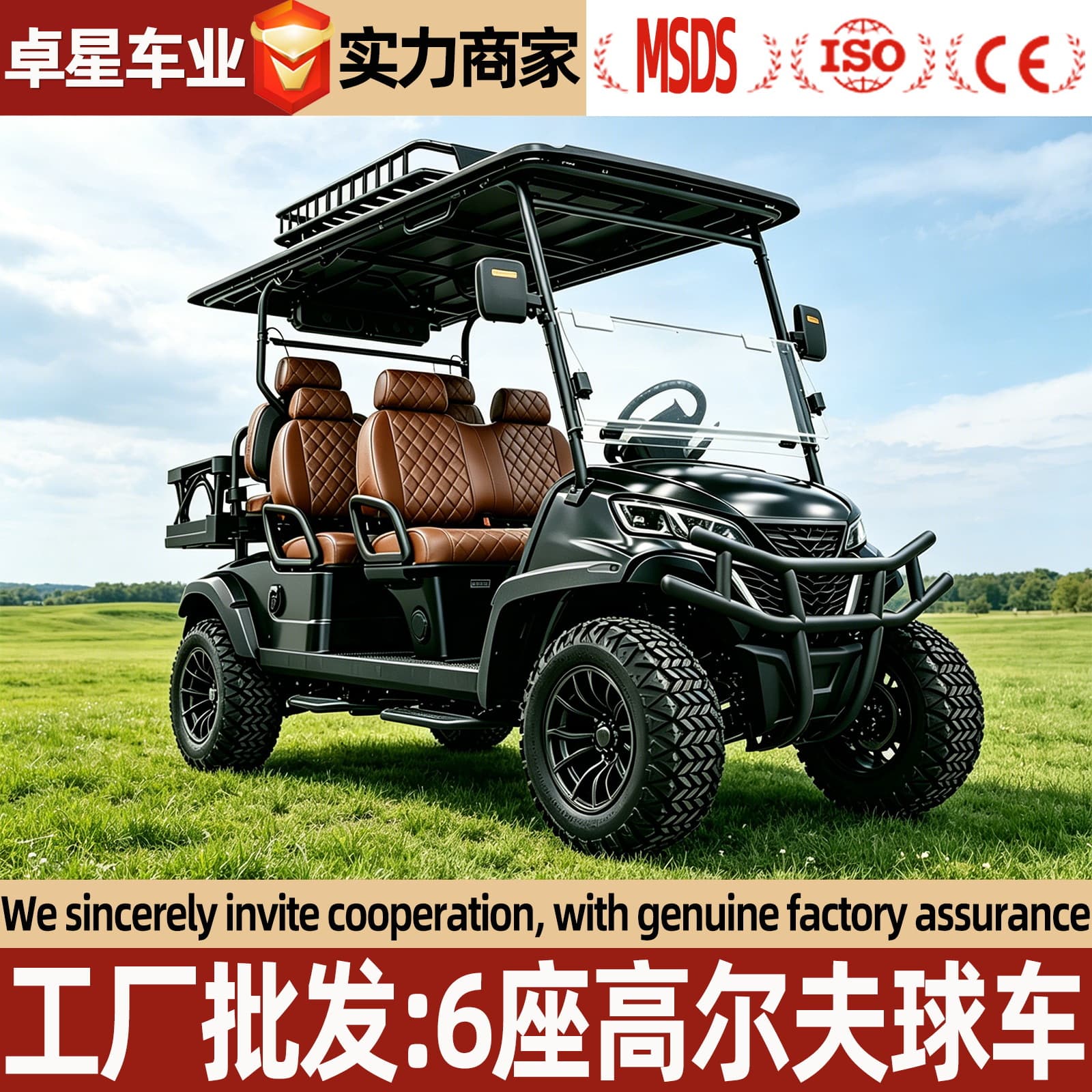 Golf Cart Source Factory Hotel B&B Sightseeing Car 4-Seat 6-Seat Export Electric Golf Cart
