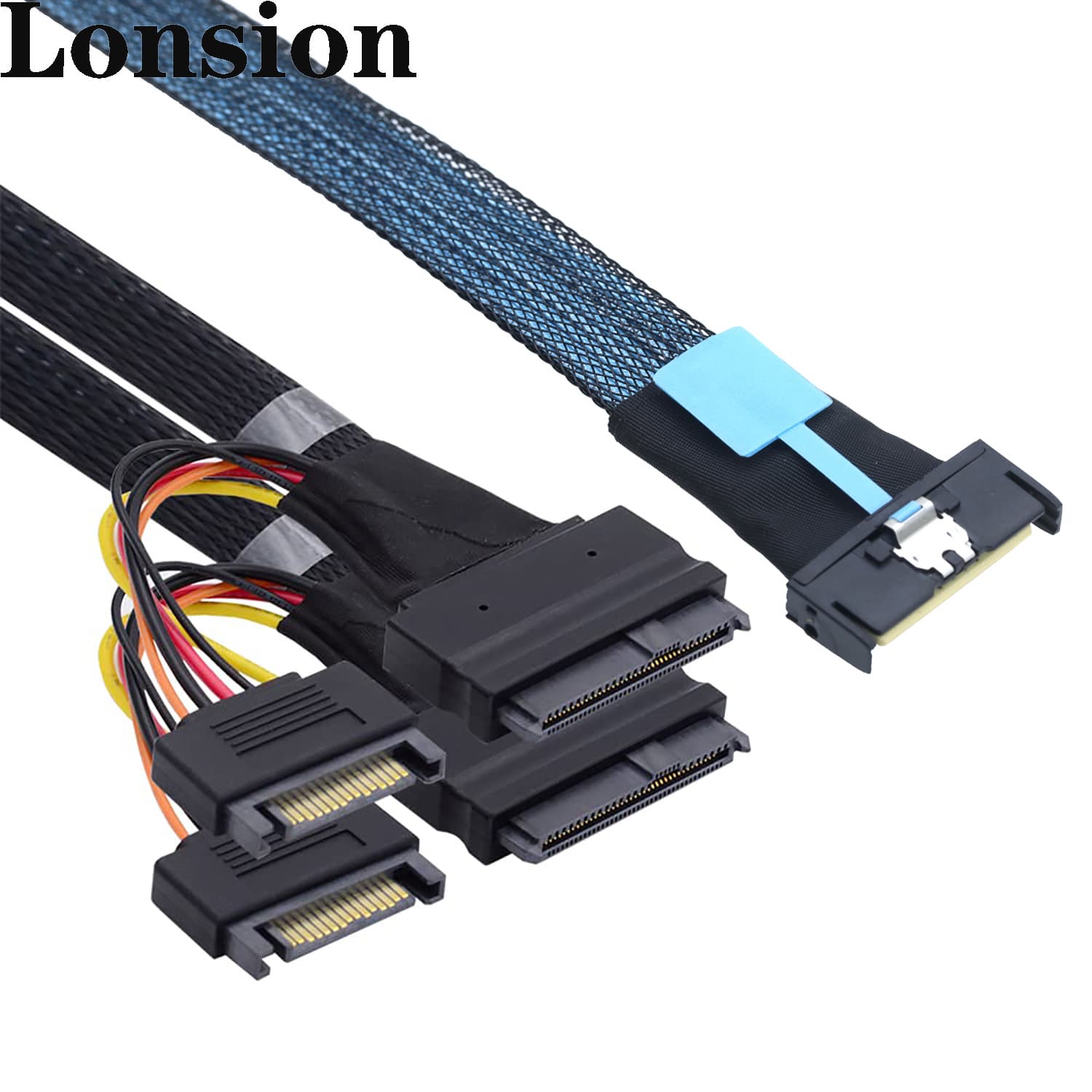 Slimline SAS MCIO 8i 74P to 2 SFF 8639+15P Server Data Cable