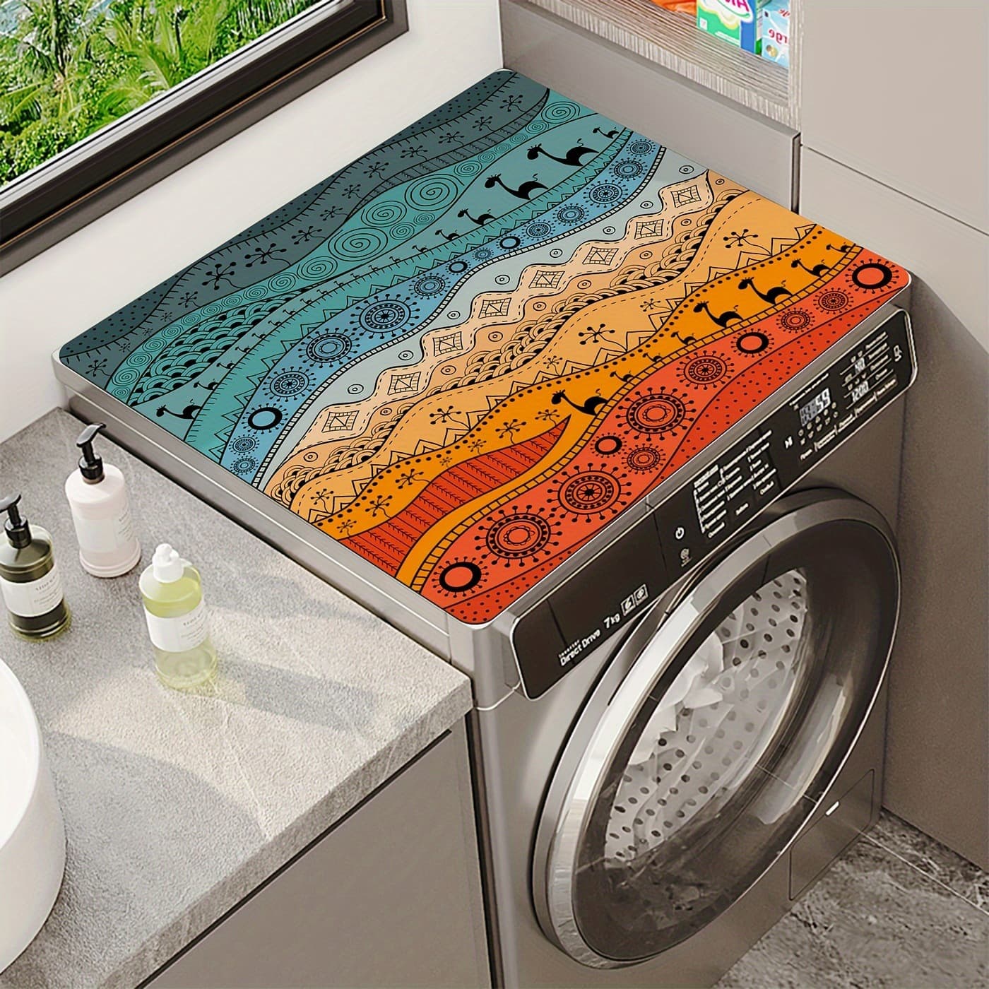 Cross-border TEMU Front-loading Washing Machine Cover Mat, Household Quick-dry Universal Cover Mat, Stain-resistant Easy-care Dustproof Pad