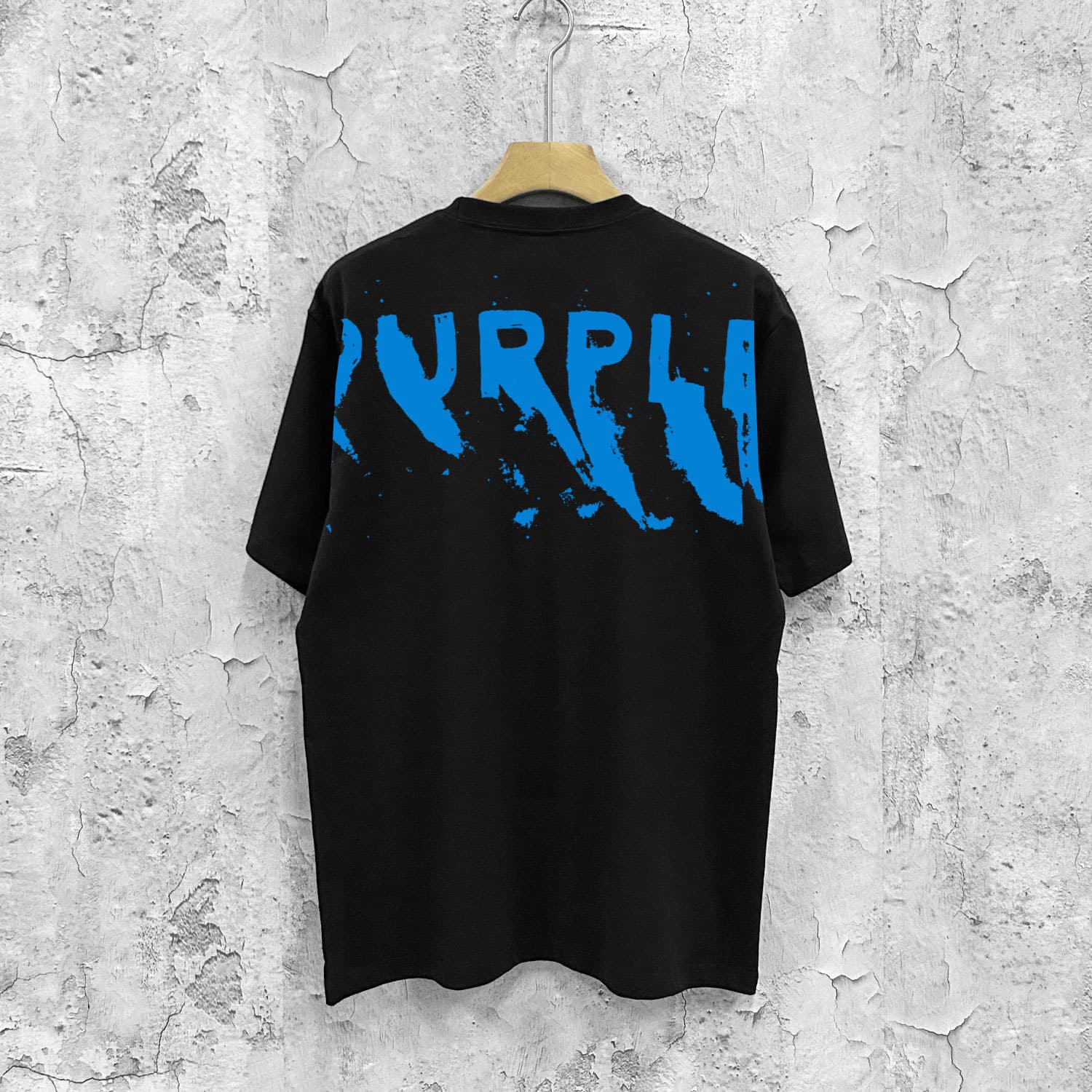 Overseas cross-border European and American trendy brand T-SHIRT crew neck short sleeve T-shirt black with white text loose fit
